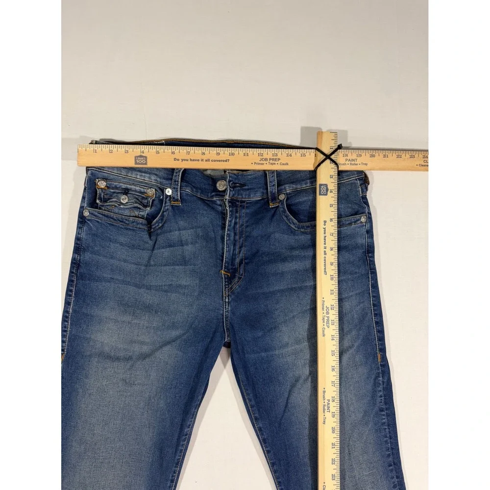 True Religion Rocco Relaxed Skinny Blue Denim Jeans Mens 38 Flap Pocket